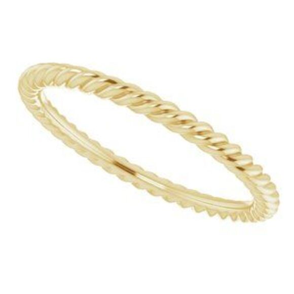 Kazi Luxury Sterling Silver 1.3 mm Skinny Rope Band Size 5.5